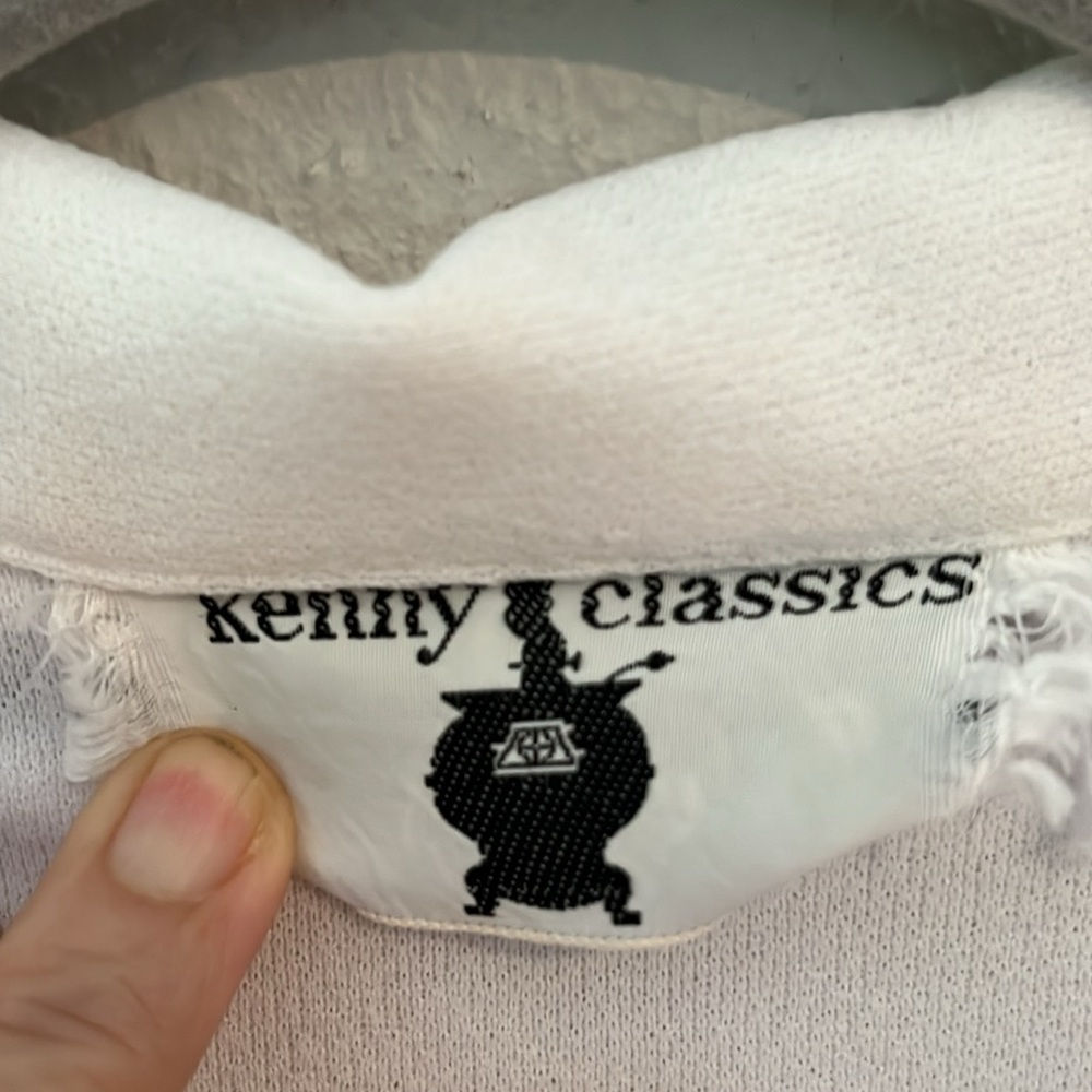 Kenny Classics vintage dress 70’s. No size tag. Color: white , navy blue detail, - Picture 8 of 8